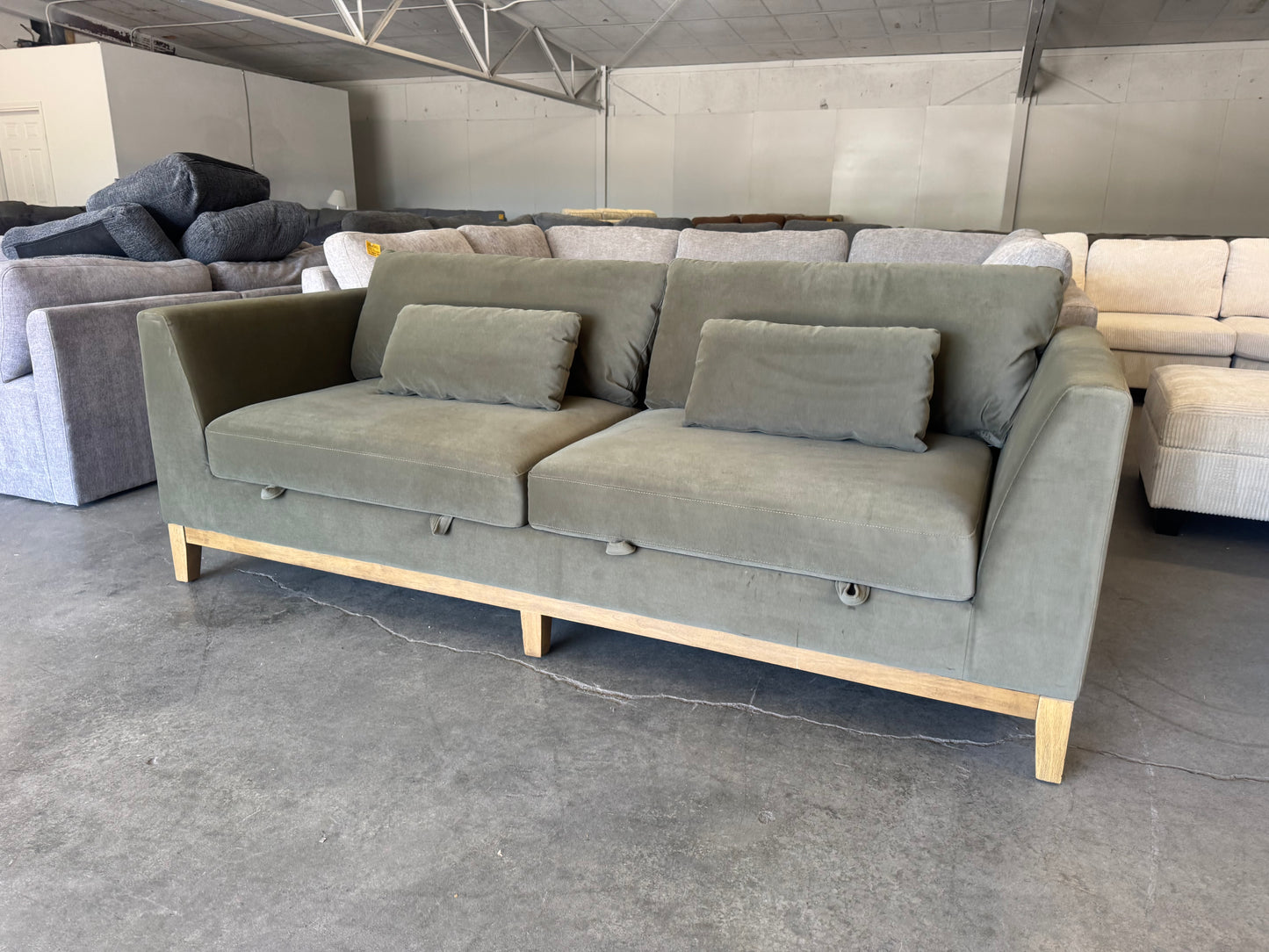 Green Mid Century Modern Sofa with Hidden Storage