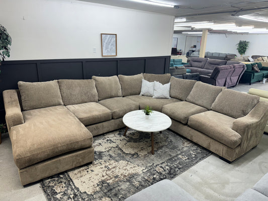 Gorgeous Taupe Down-filled Sectional Couch