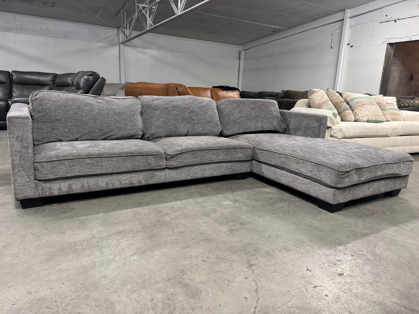 Low-Profile Gray L-Shaped Sofa