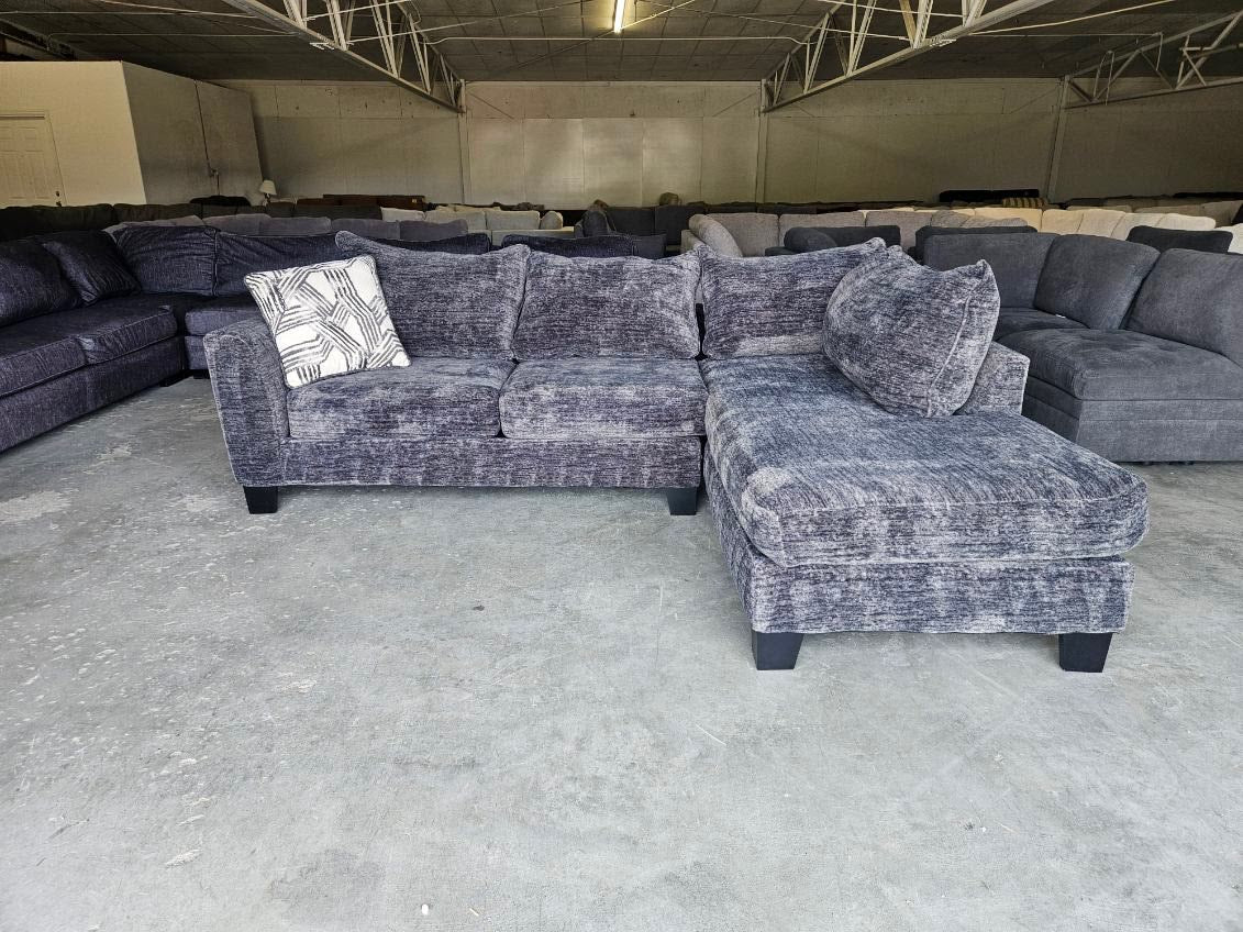 Plush Charcoal Gray L-Shaped Sectional