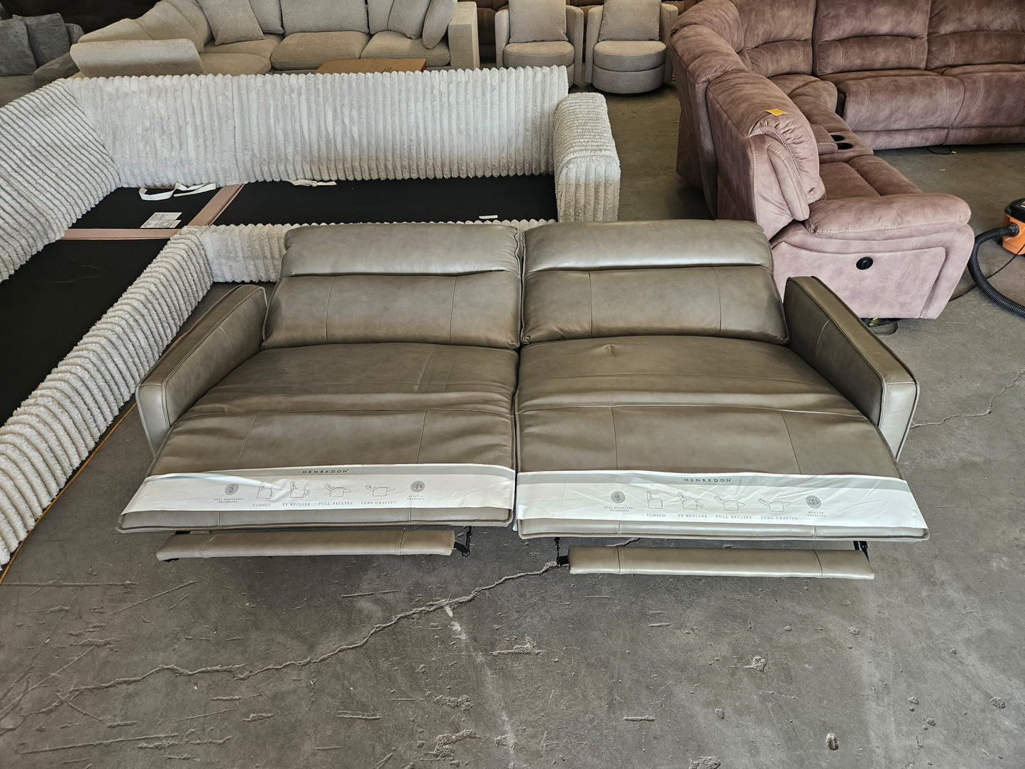 New Henredon Keira Leather Zero-Gravity Power Reclining Sofa