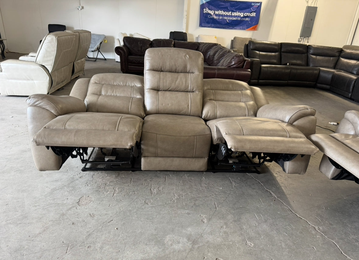 Taupe Mason Leather Power Reclining Sofa