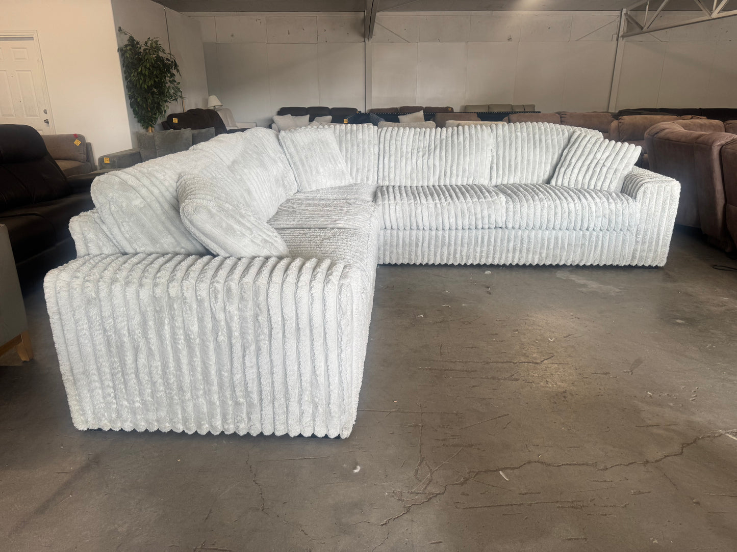 Light Gray Plush Corduroy 5-Piece Sectional