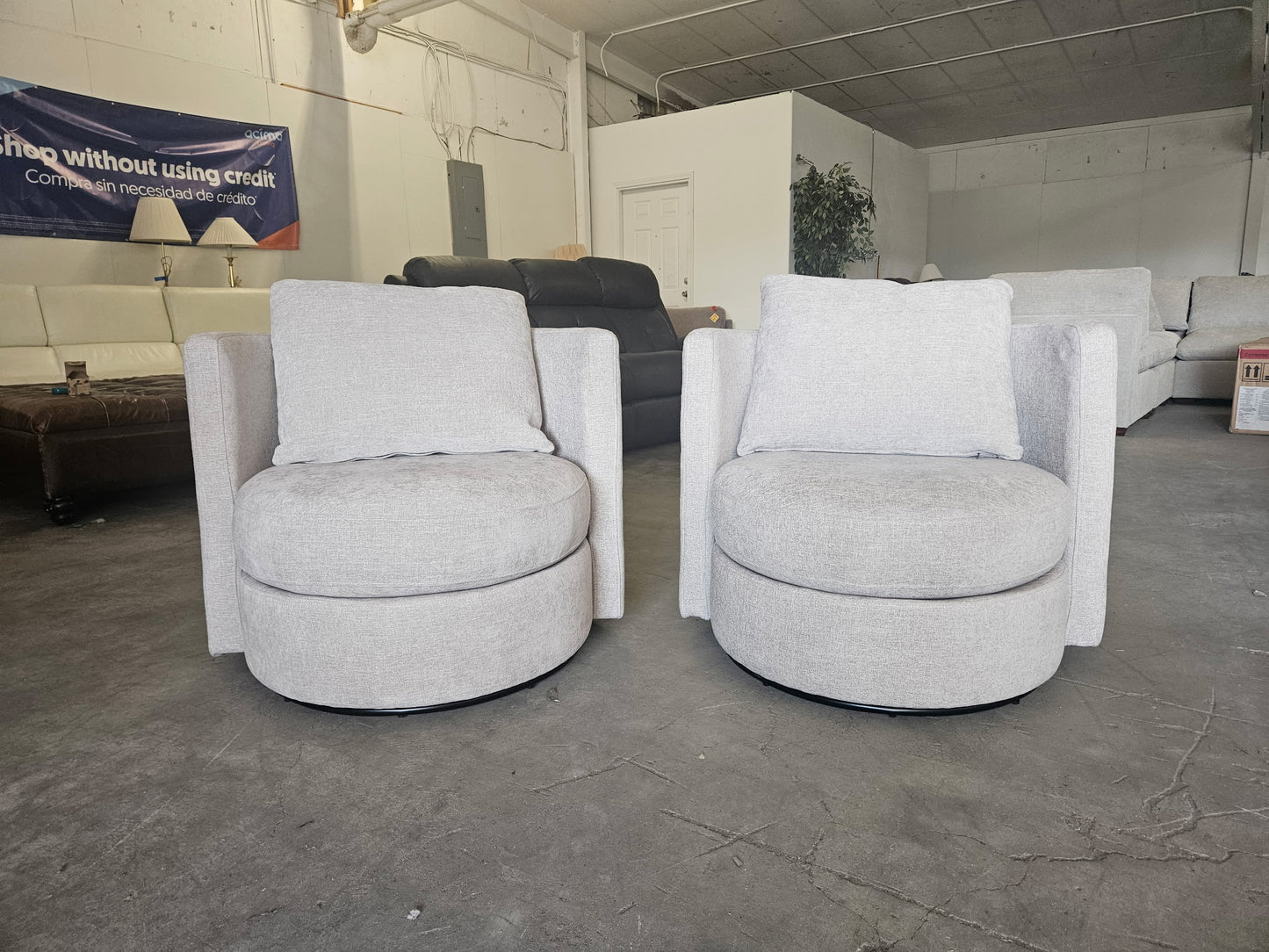 Gray Fabric Swivel Chairs – Set of 2