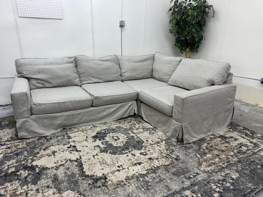 Gray Pottery Barn Slipcover L-Shape Sectional Sofa
