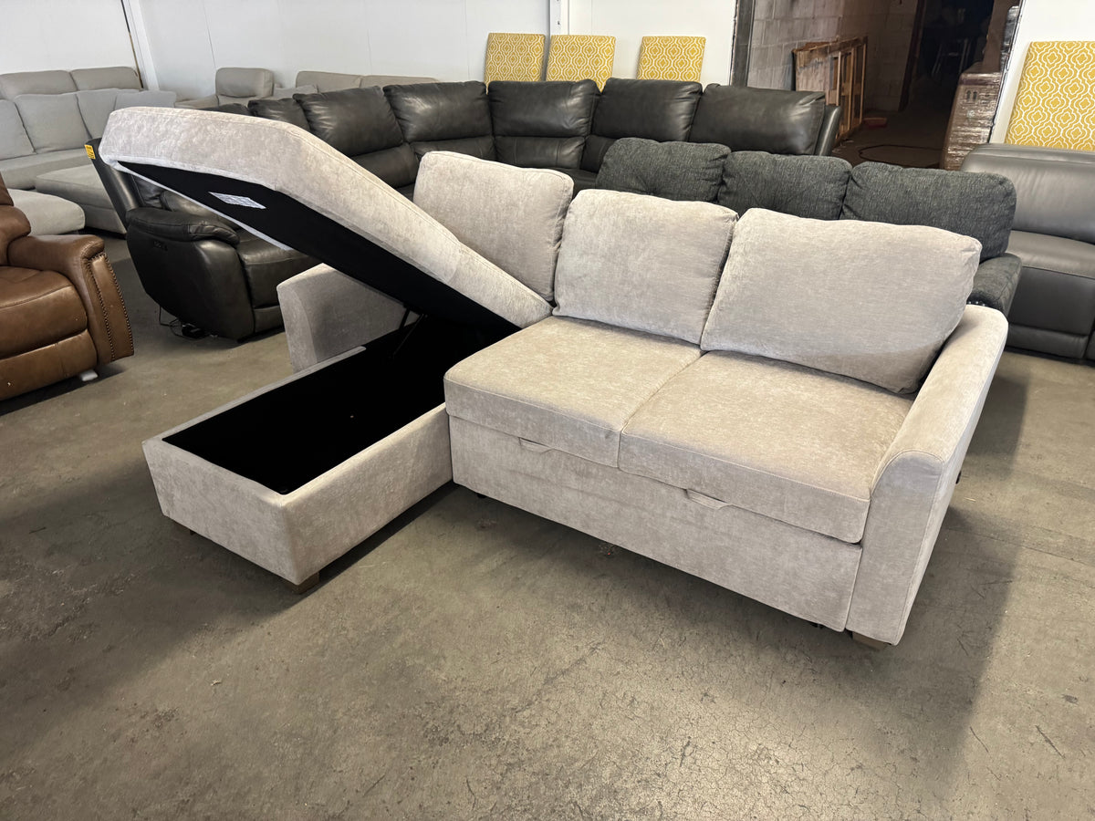 Taupe Coddle Sleeper Sofa with Reversible Storage Chaise