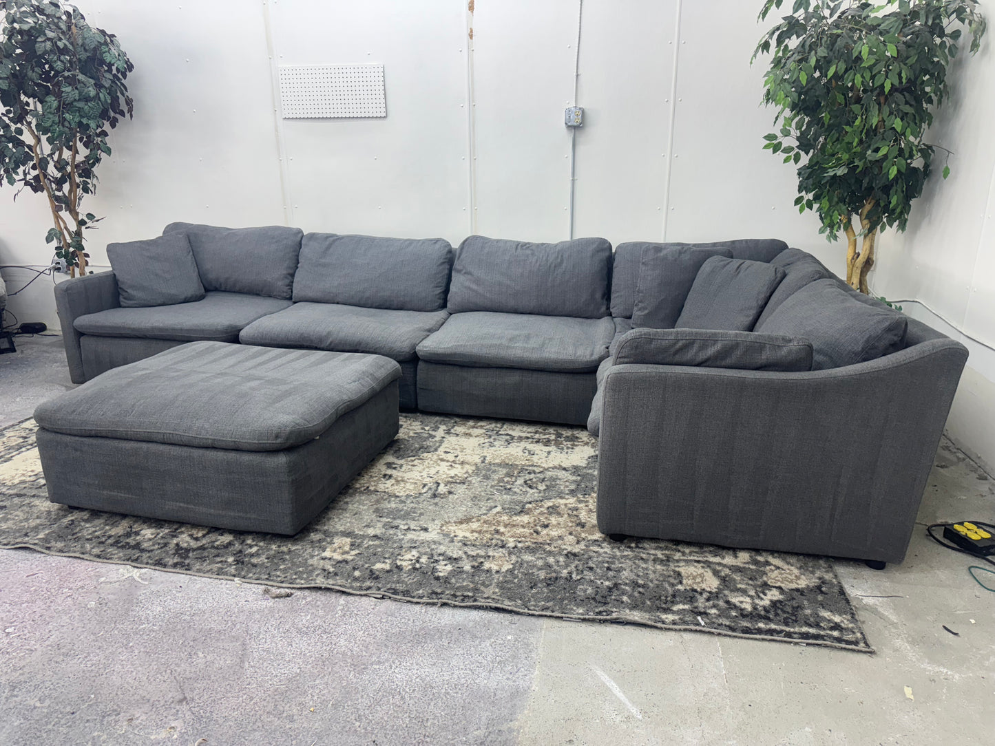 Gray 6-Piece Modular Cloud Sectional Couch with Ottoman
