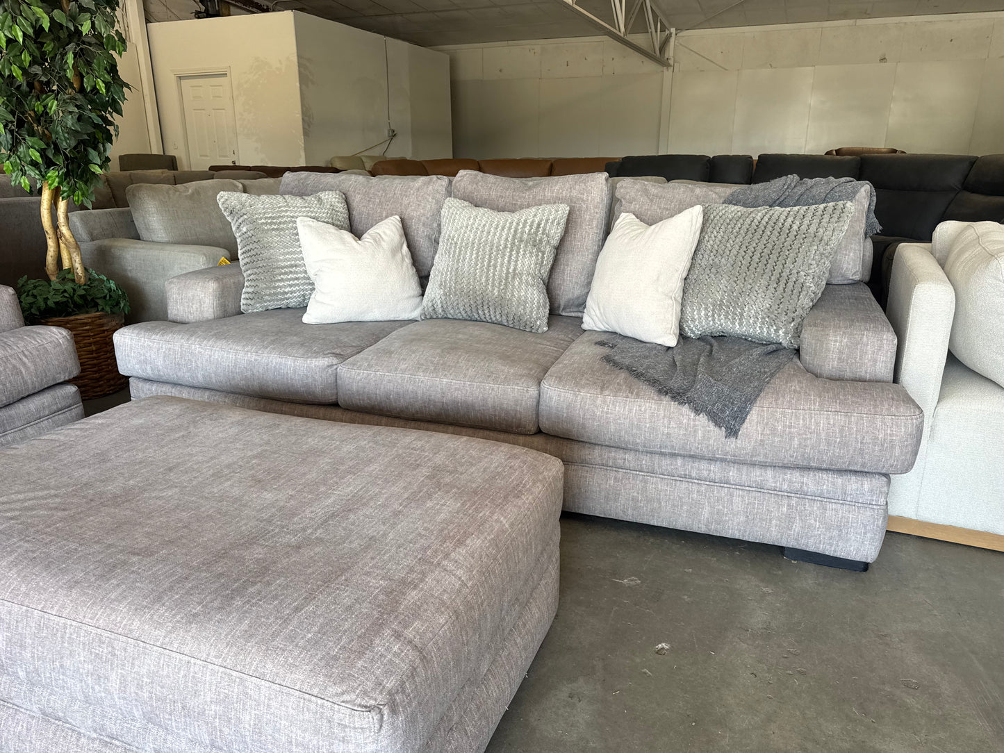 Taupe / Gray RC Willey Piccolo Series Set with Ottoman and Washable Covers