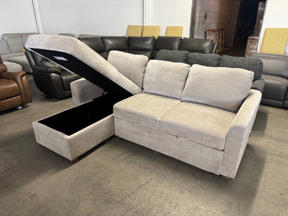 Taupe Coddle Sleeper Sofa with Reversible Storage Chaise