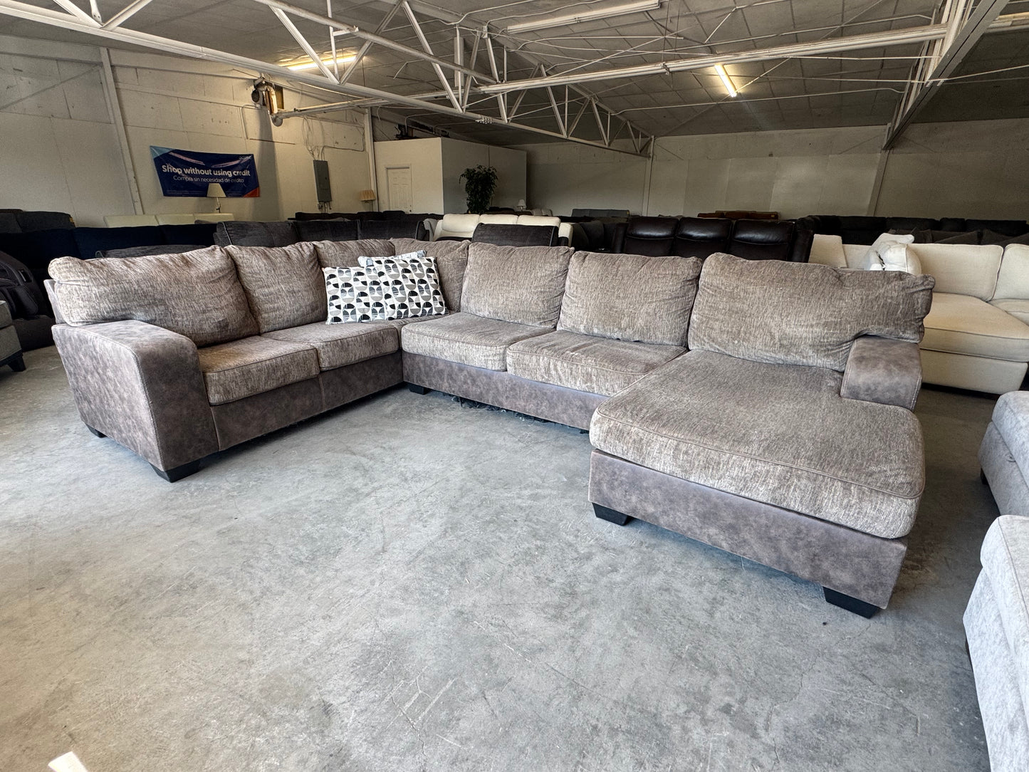 Plush Brown Two-Tone U-Shaped Sectional