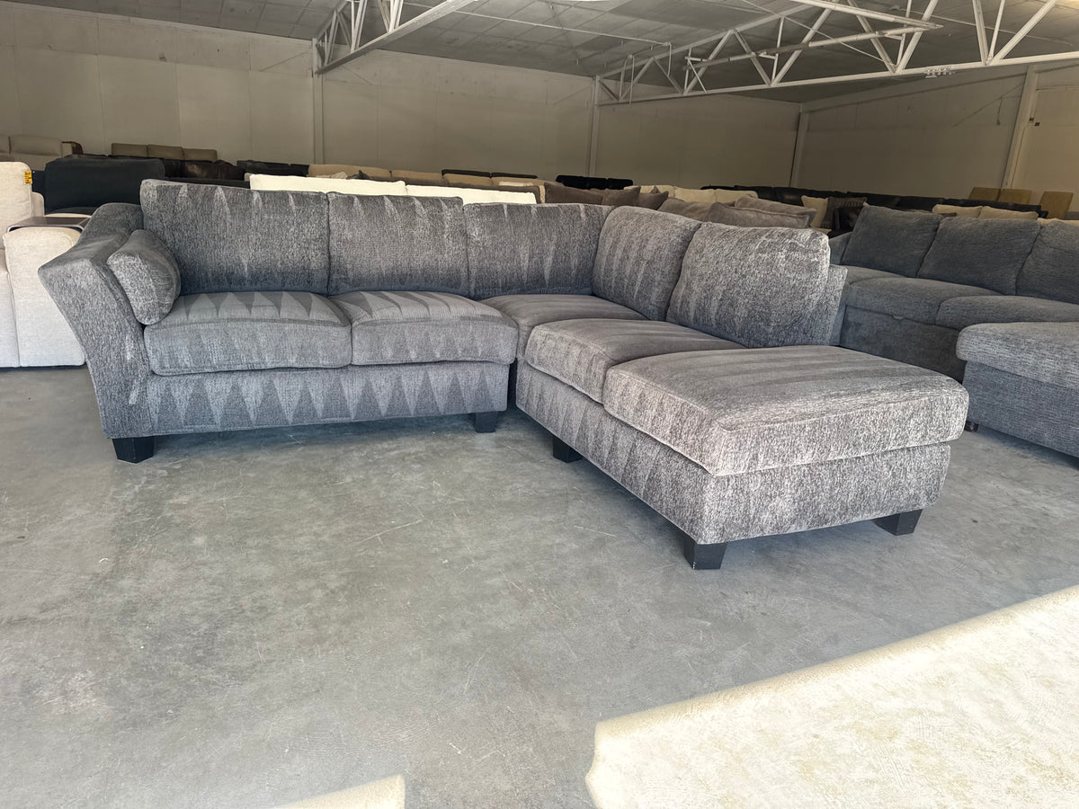 Charcoal Gray L-Shaped Sectional with Chaise Lounge