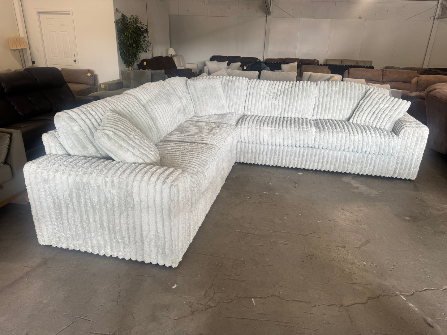 Light Gray Plush Corduroy 5-Piece Sectional