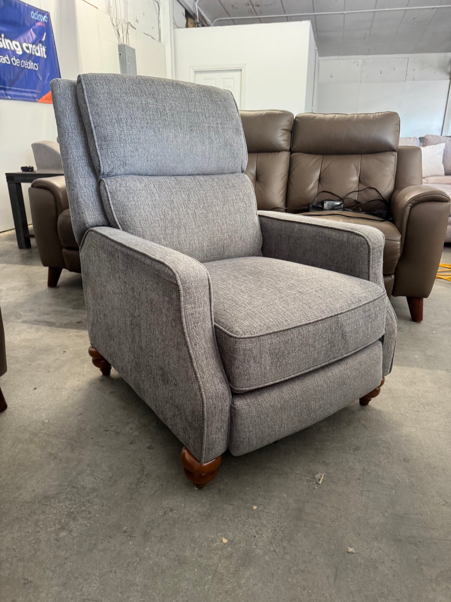 Gray Fabric Pushback Recliner