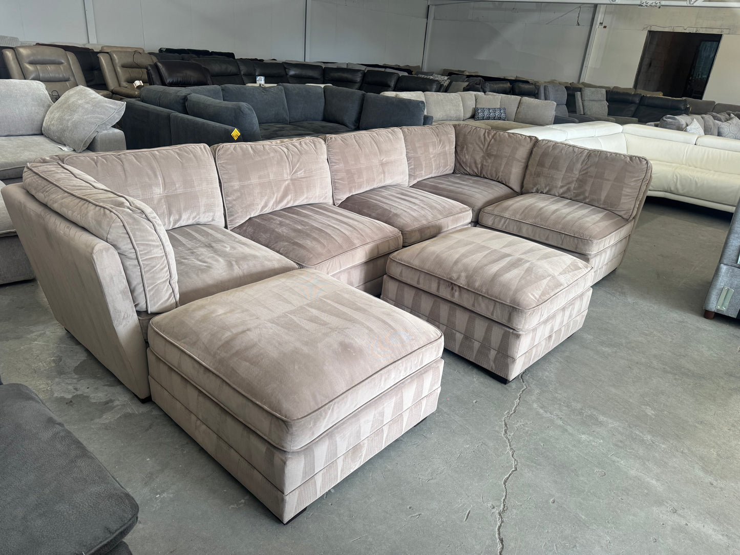 Tan Microfiber Modular 7 Piece Sectional Sofa