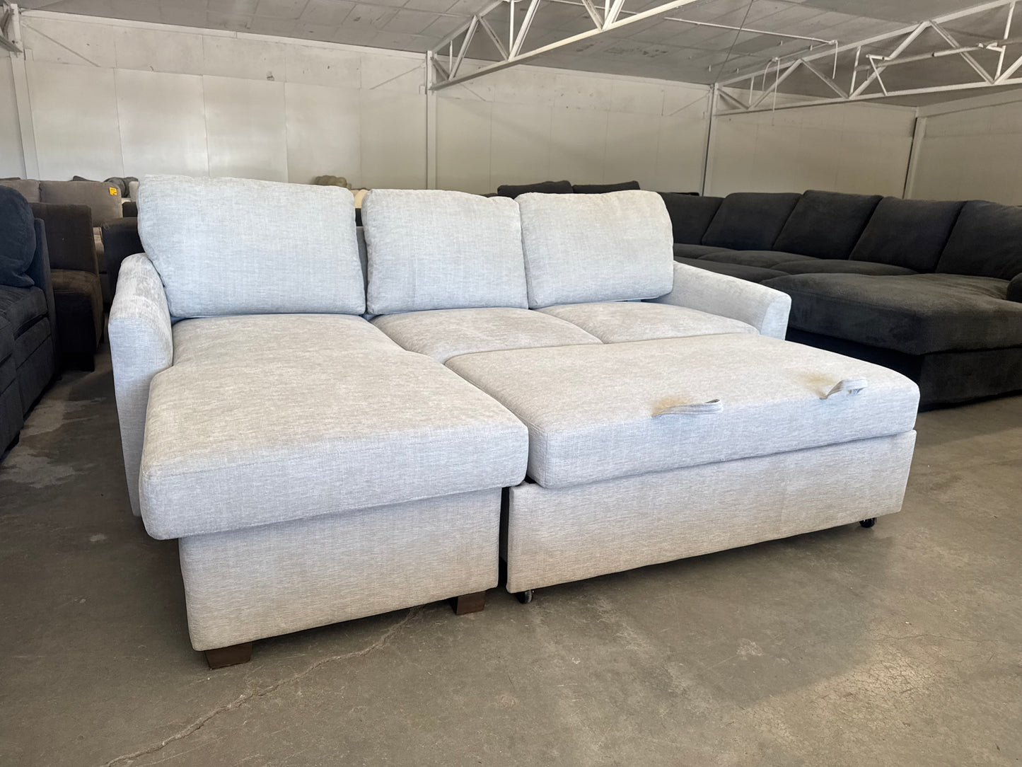 Beige Coddle Cameron Convertible Sleeper Sofa with Storage Chaise