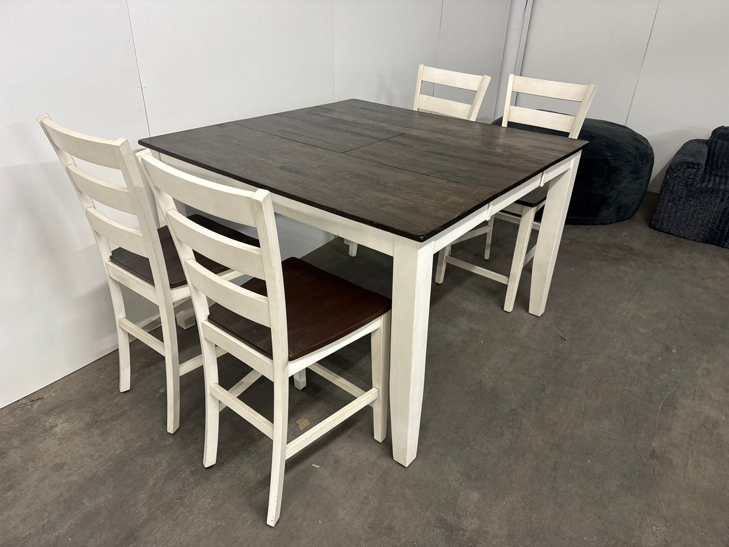 Dining Table – Bar Height Cottage-Style Extendable Table w/ 4 Chairs