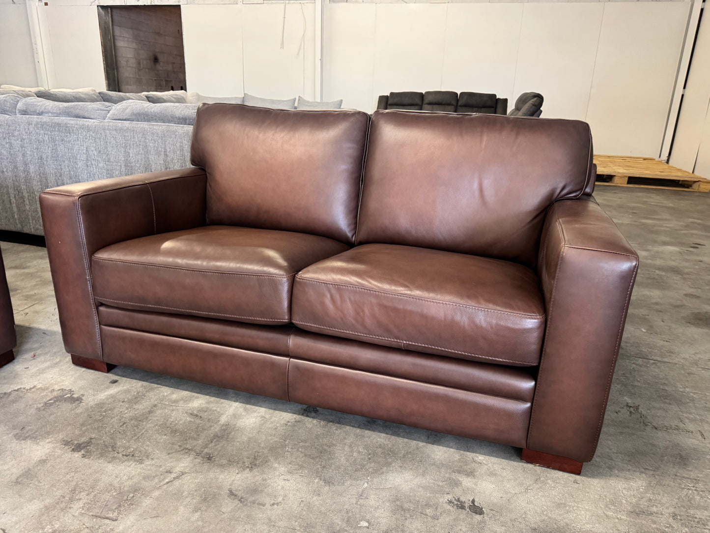 Brown Top Grain Leather Sofa & Loveseat Set