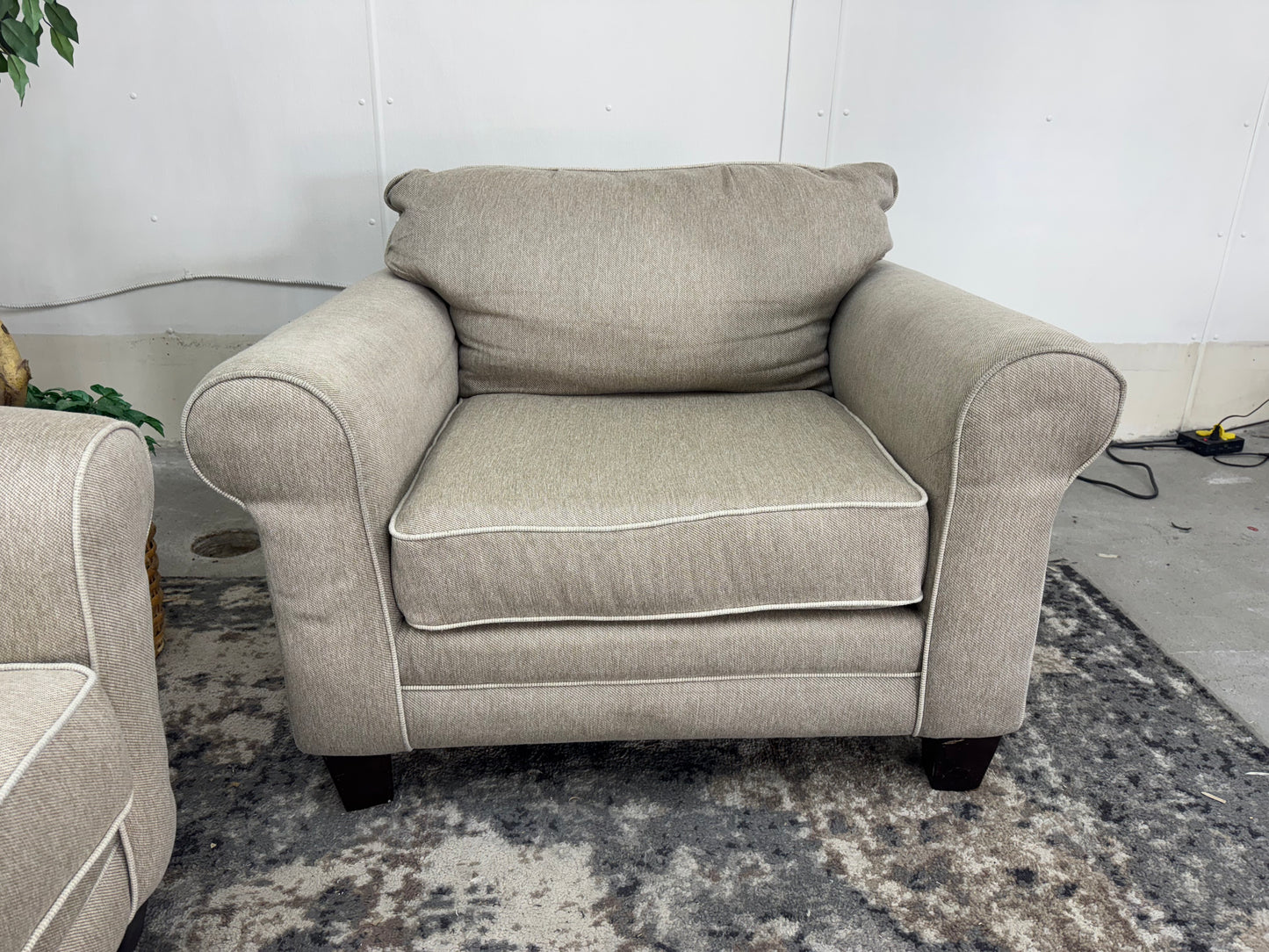 Beige Couch and Armchair Set