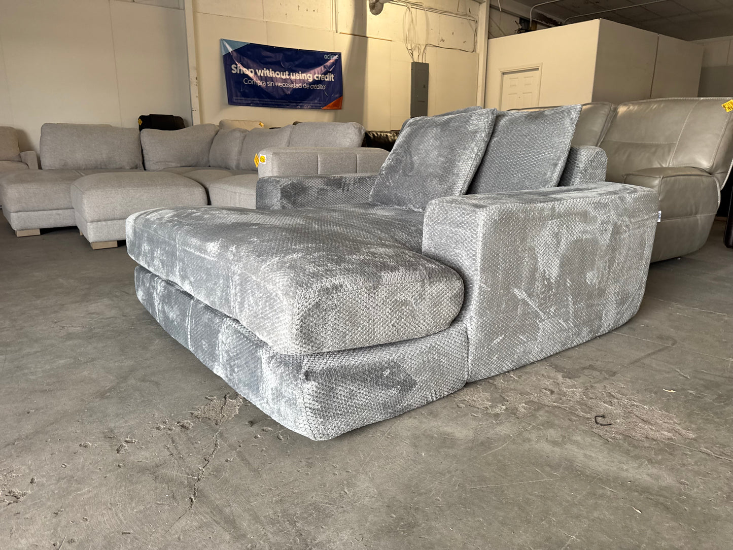 Plush Gray Corduroy Boneless Couch Lounger