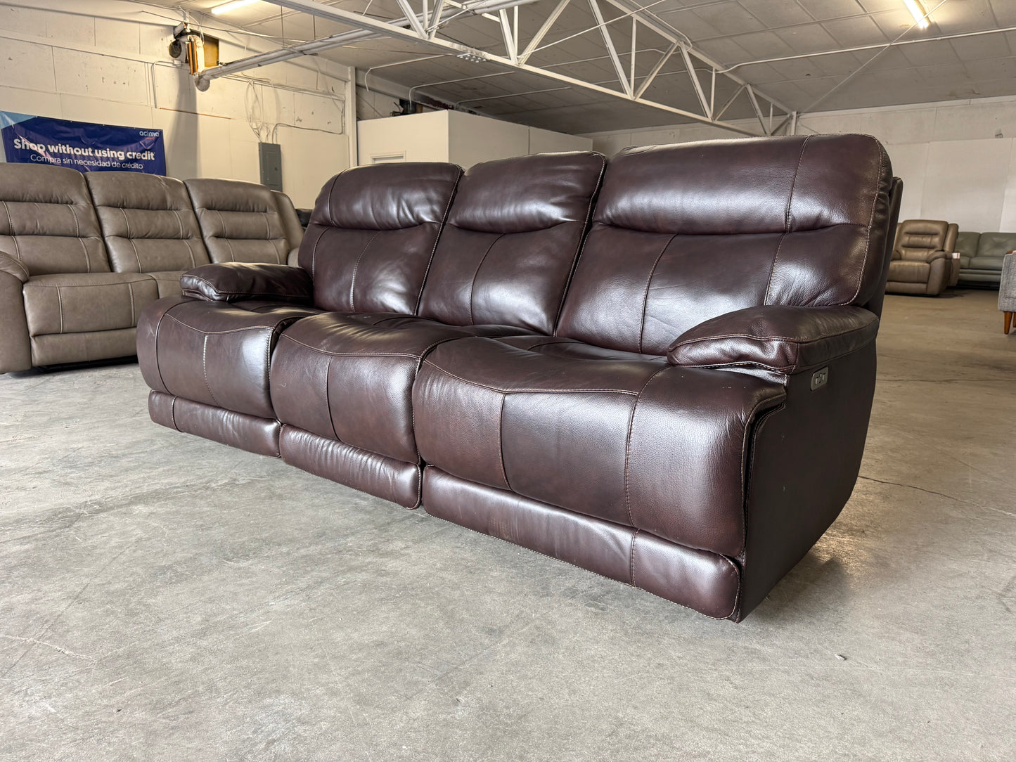 Dark Brown Ridgewin Leather Power Reclining Sofa