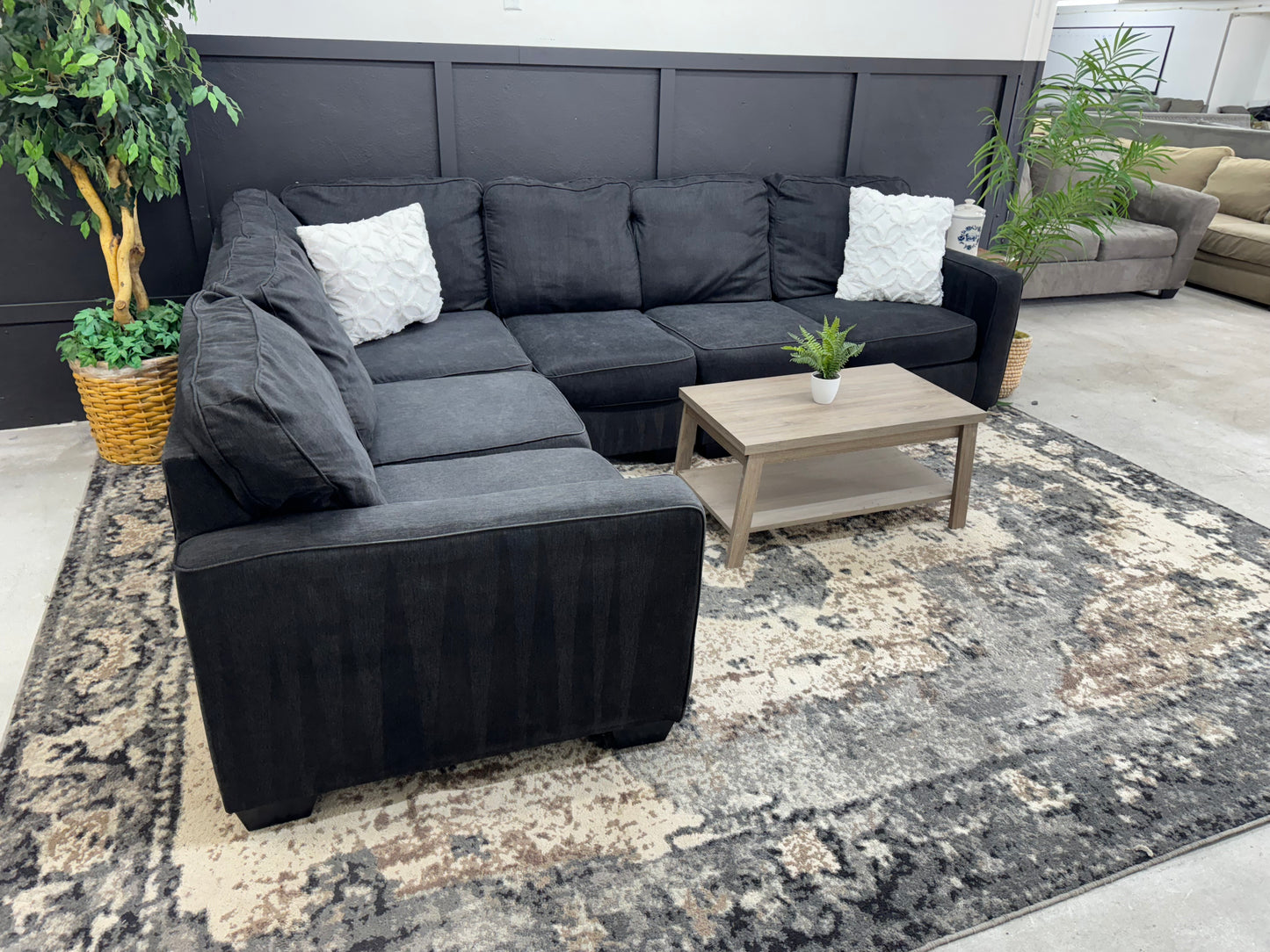 Large Black L Shape Sectional Couch