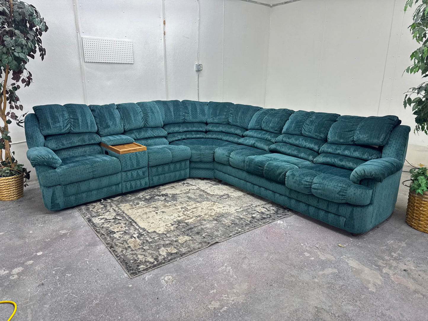 Green Bassett Reclining Sectional with Sleeper & Built-In Console