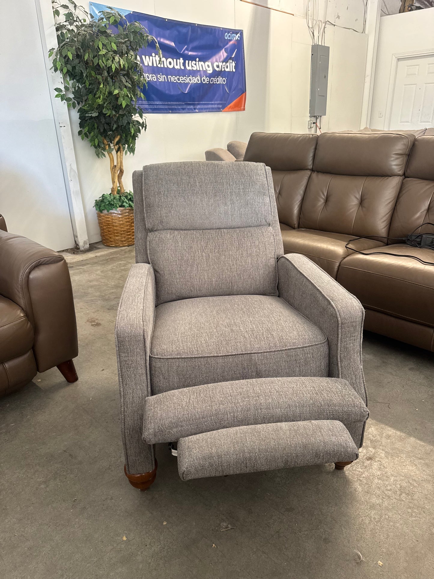 Gray Fabric Pushback Recliner