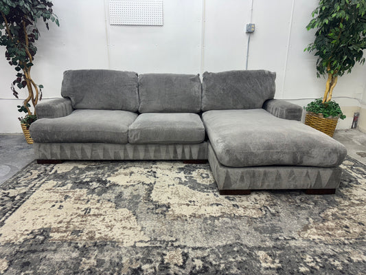 Plush Gray Sofa with Chaise