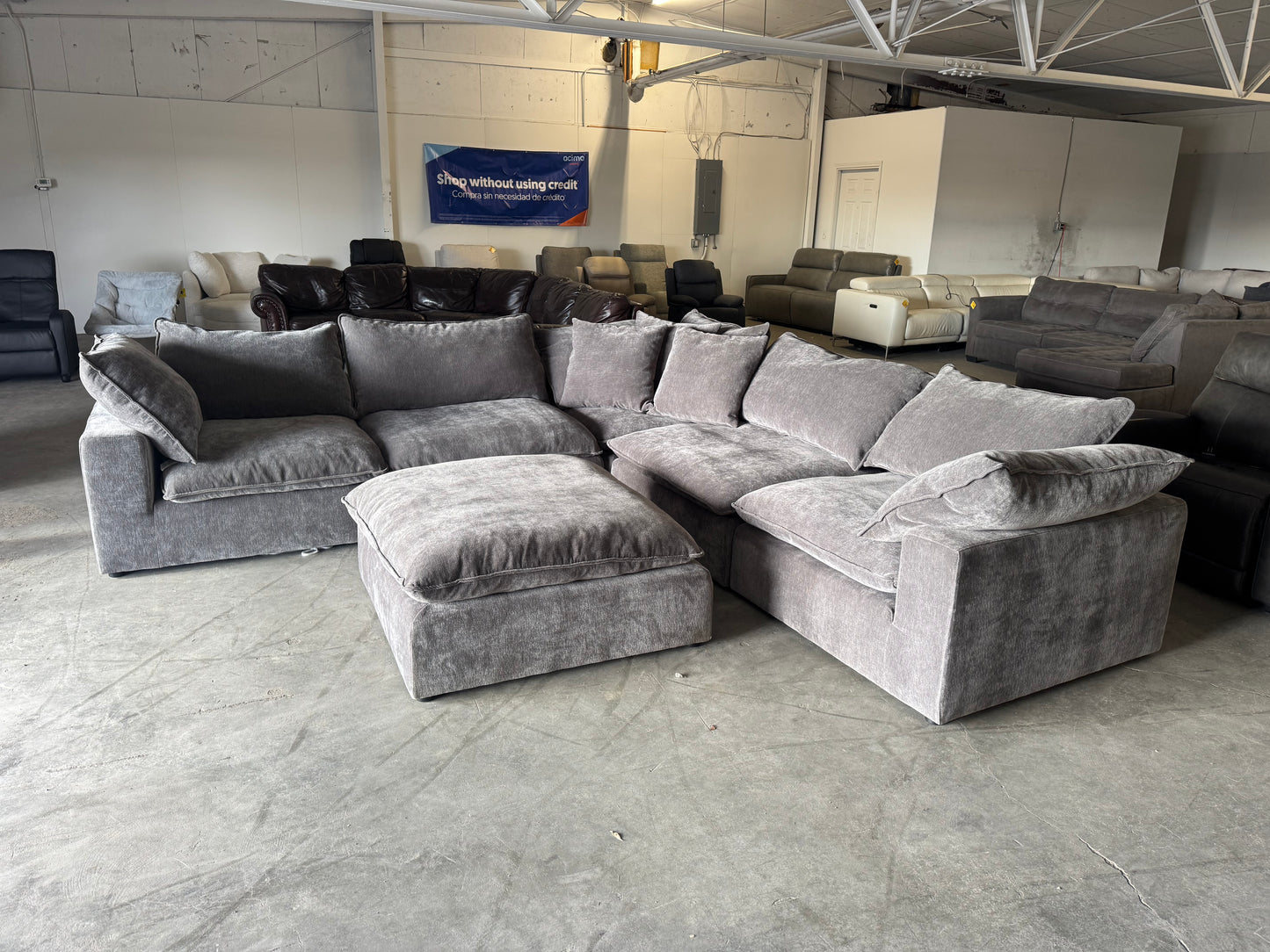 Sereen 6-Piece Dark Gray Modular Cloud Sectional Couch