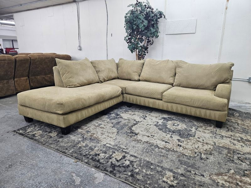 Beige / Tan L Shape Sectional Couch with Chaise