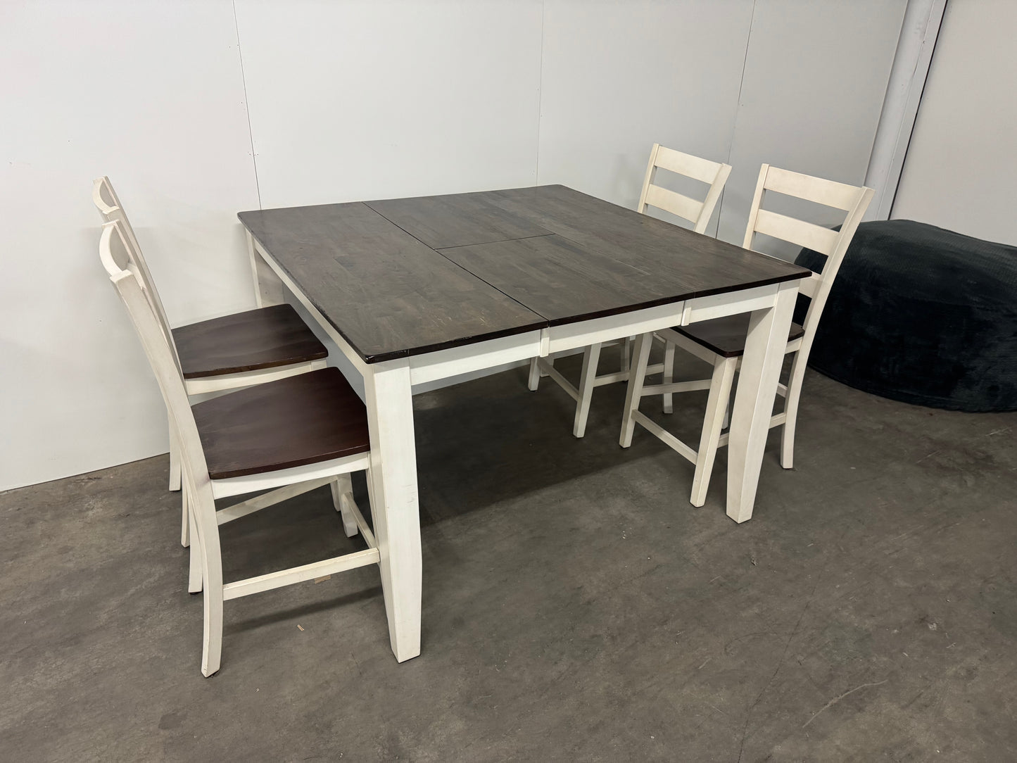 Dining Table – Bar Height Cottage-Style Extendable Table w/ 4 Chairs