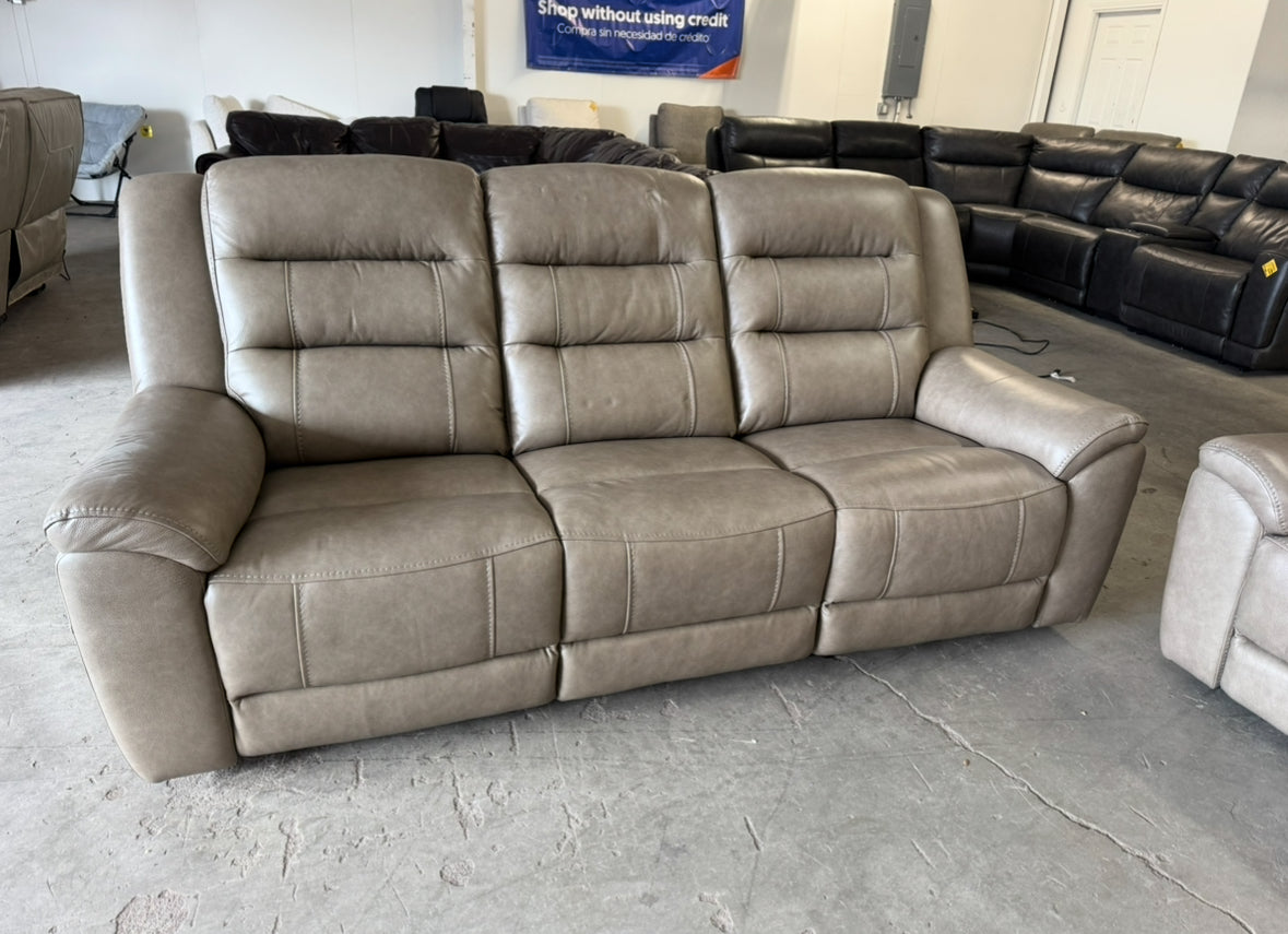 Taupe Mason Leather Power Reclining Sofa