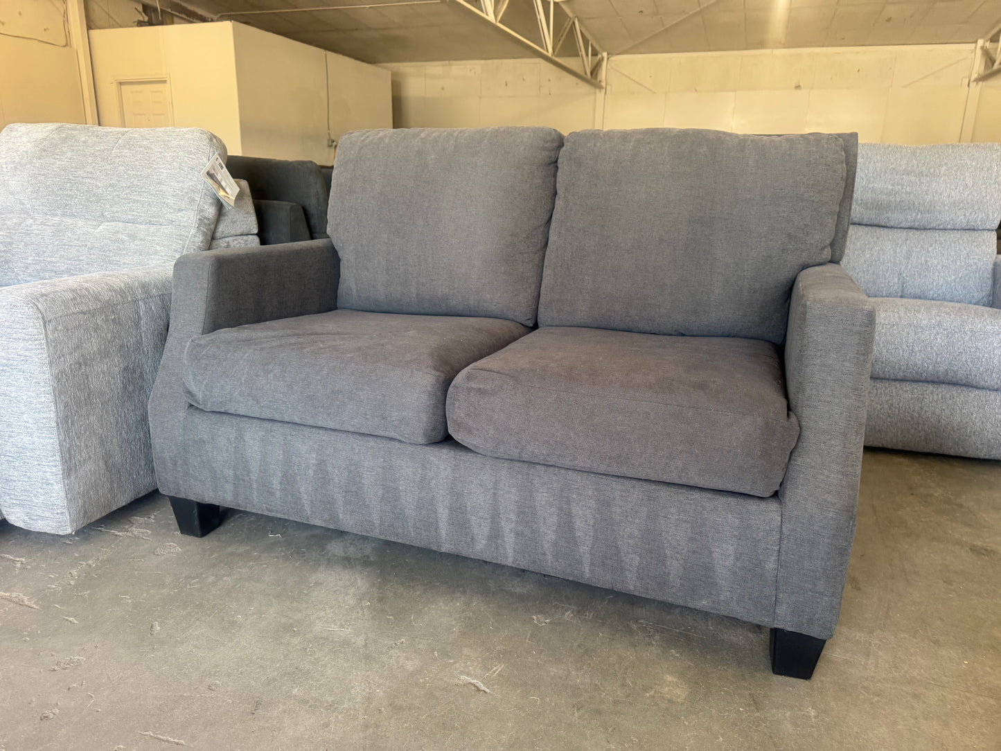 Charcoal Gray Fabric Loveseat