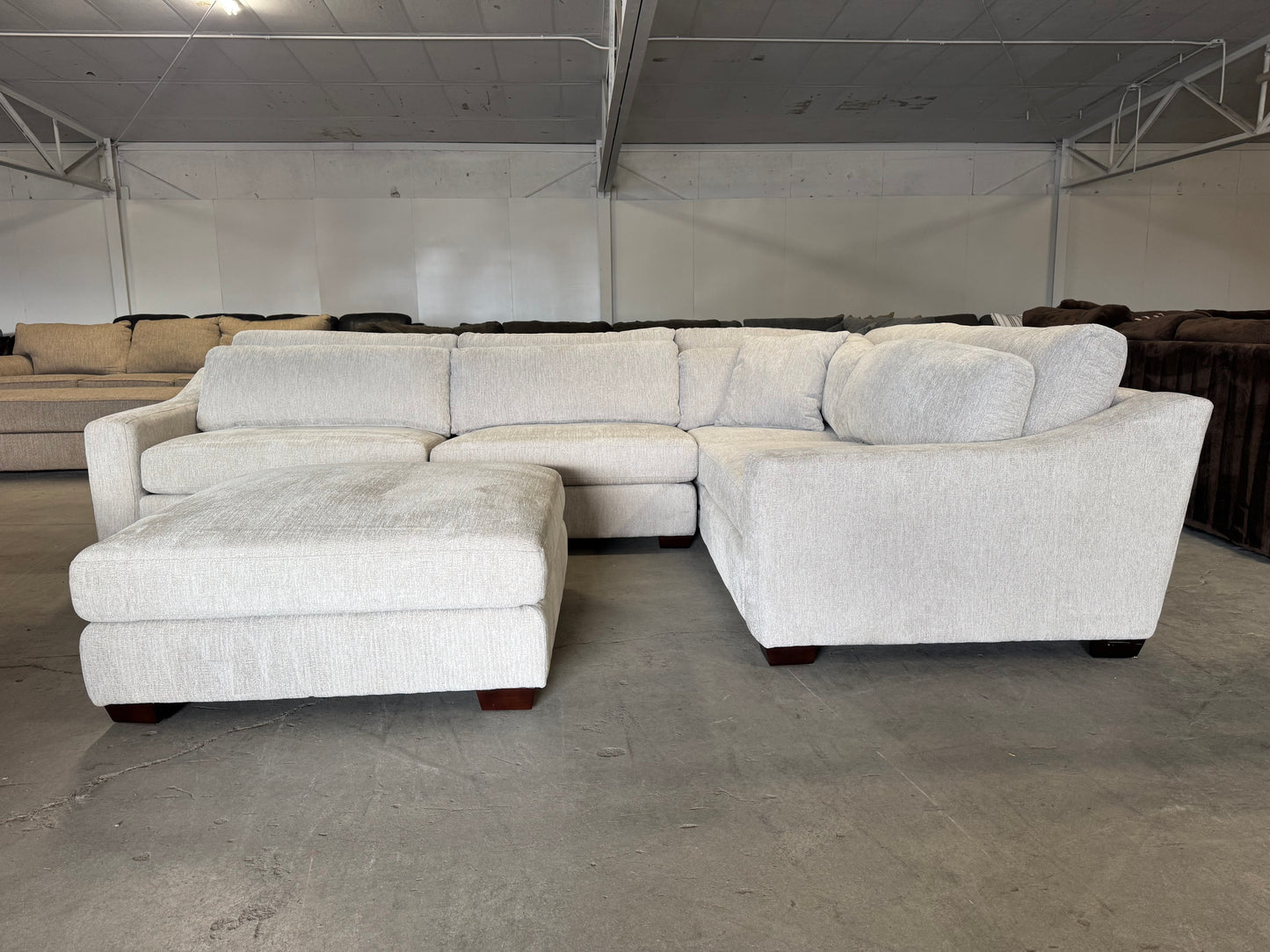 Brand New Beige L Shape Sectional with Ottoman