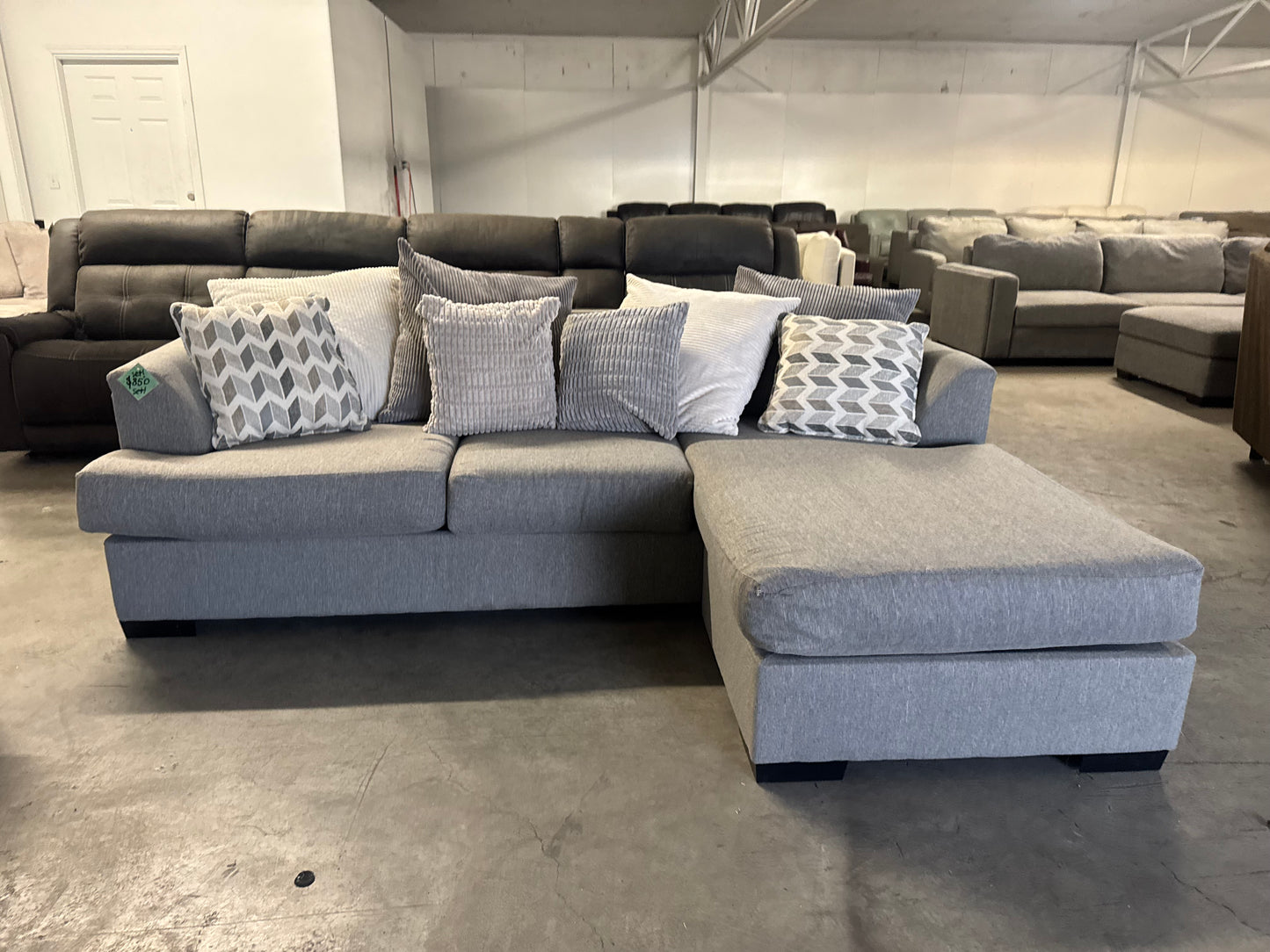 Gray Fabric Sectional with Reversible Chaise + Large Chair Set