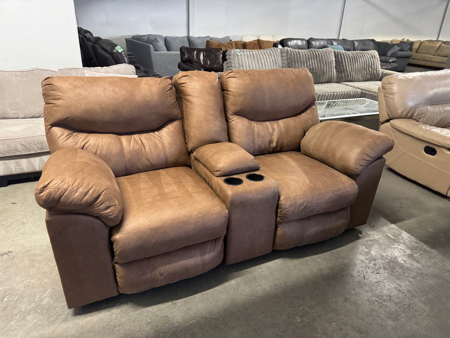Brown Microfiber Reclining Loveseat