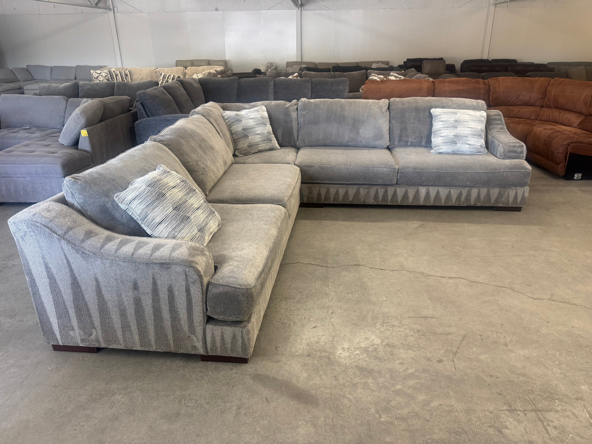 Deep Seated Gray L-Shape Sectional Couch