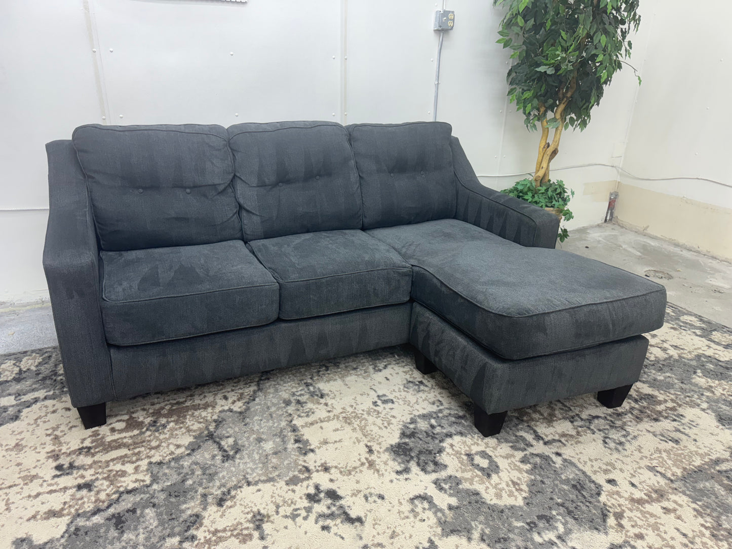 Charcoal Gray Apartment Sectional Couch with Reversible Chaise