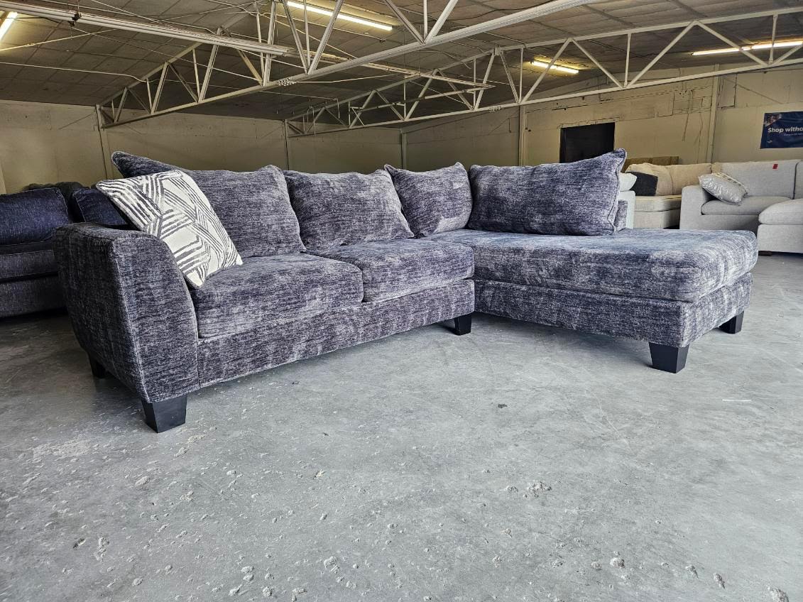 Plush Charcoal Gray L-Shaped Sectional