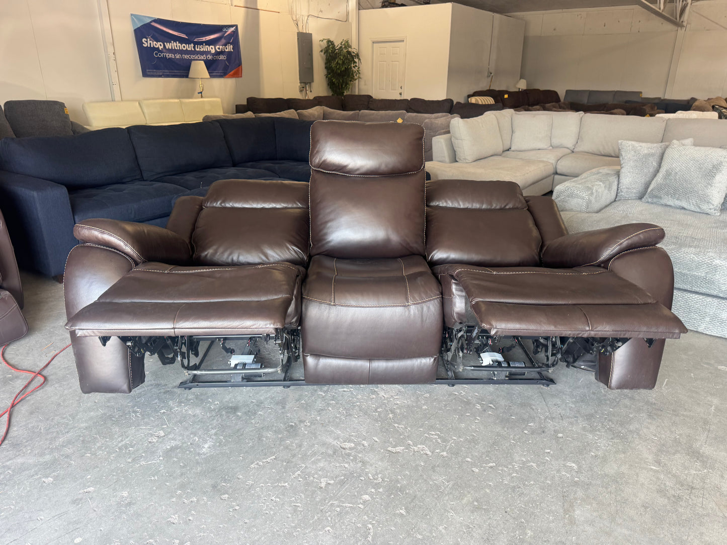 Leather Power Reclining Sofa – Gilman Creek Harvey with Power Headrests
