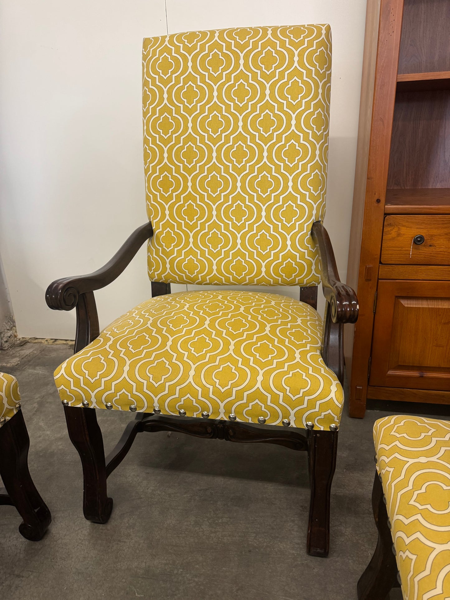 Set of 6 Matching Upholstered Wooden Dining Chairs