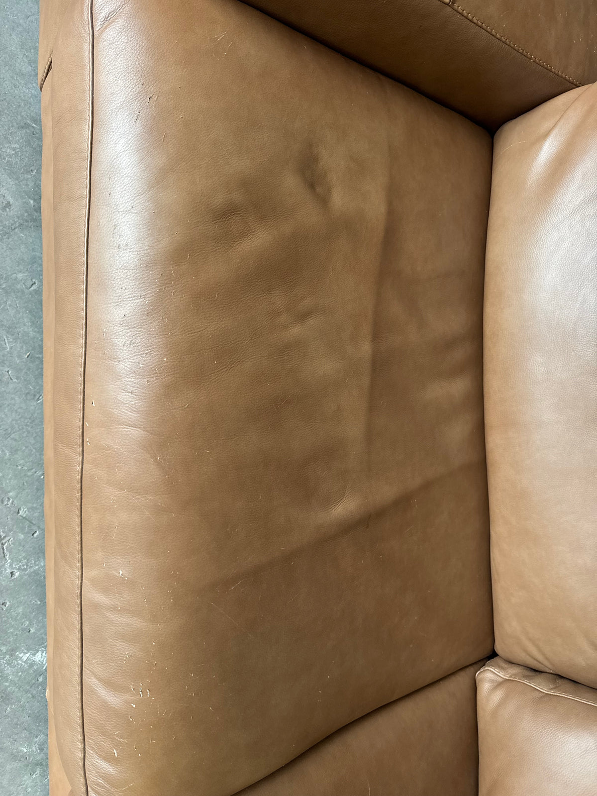 Camel Brown Leather Couch