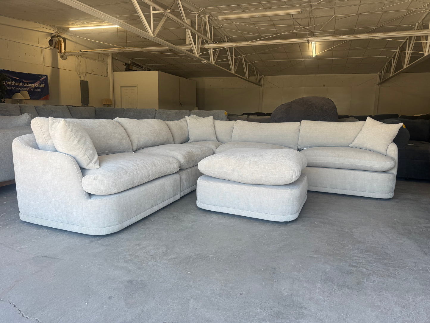 Beige Modular Sectional with Oversized Ottoman