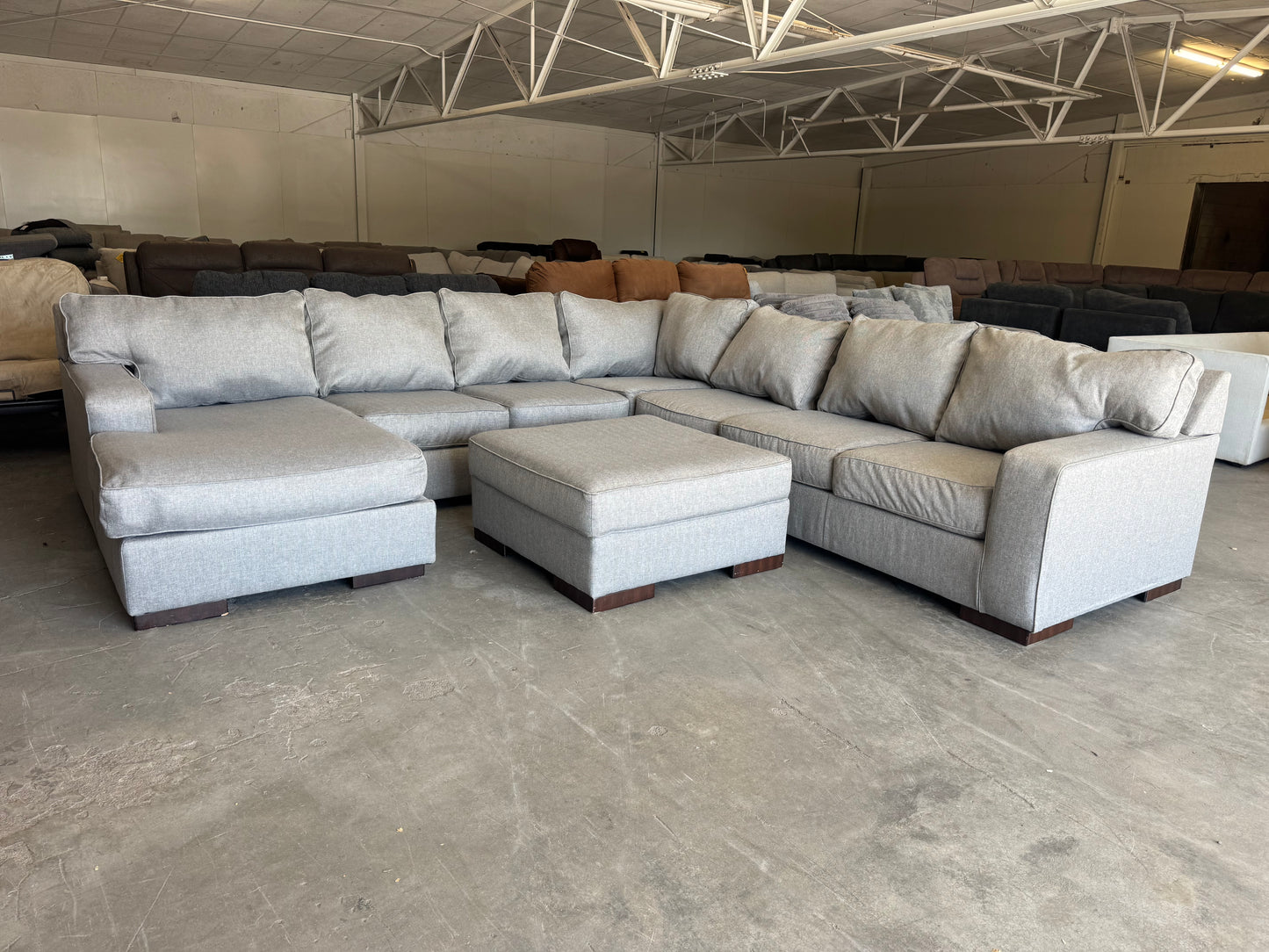 Gigantic Gray Modular U Shape Sectional with Ottoman