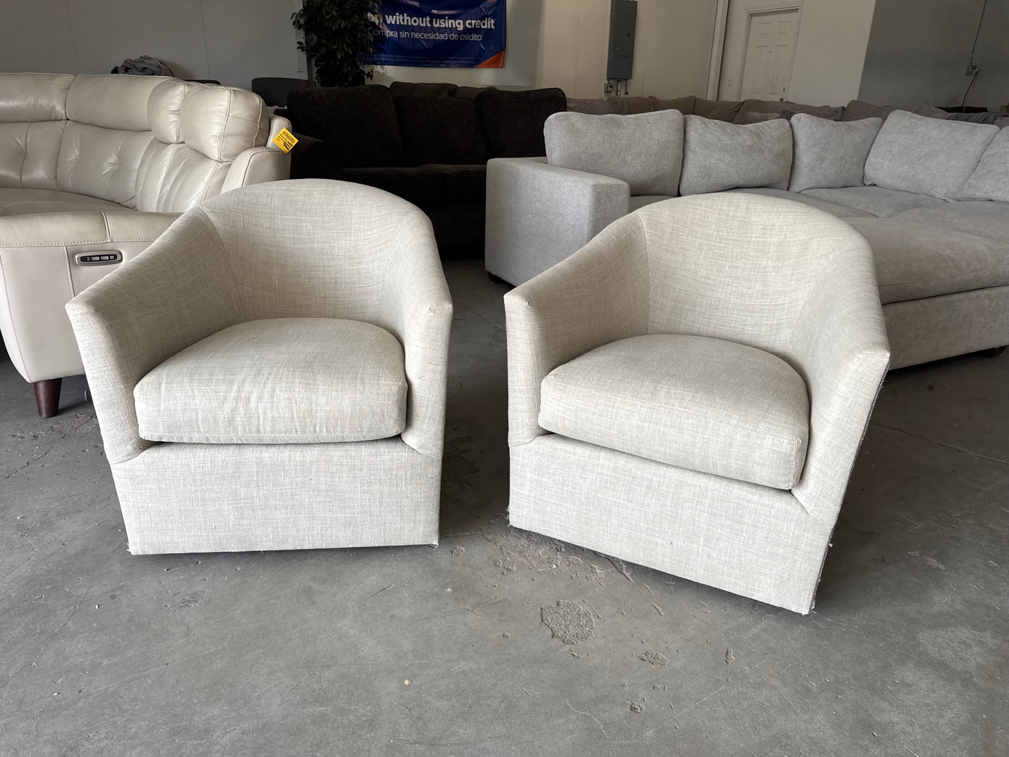 Designer Beige Swivel Chairs (Set of 2)