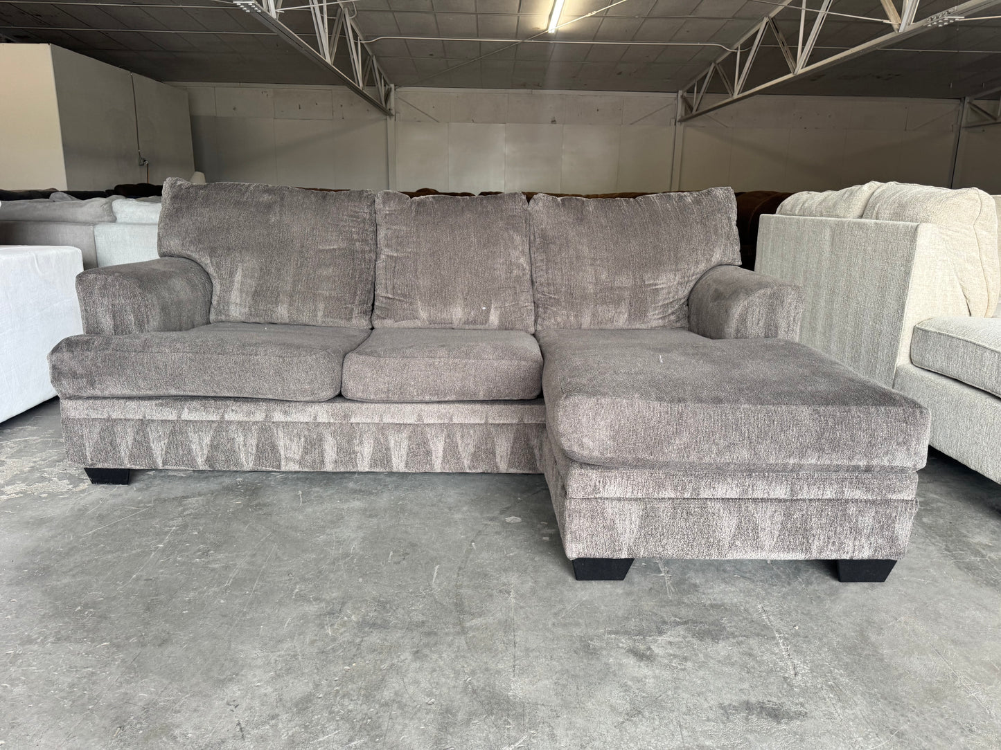 Charcoal Gray Apartment Sectional with Reversible Chaise