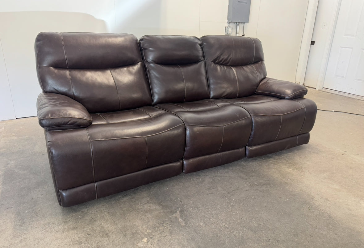 Brown Leather Reclining Sofa with Power Headrests