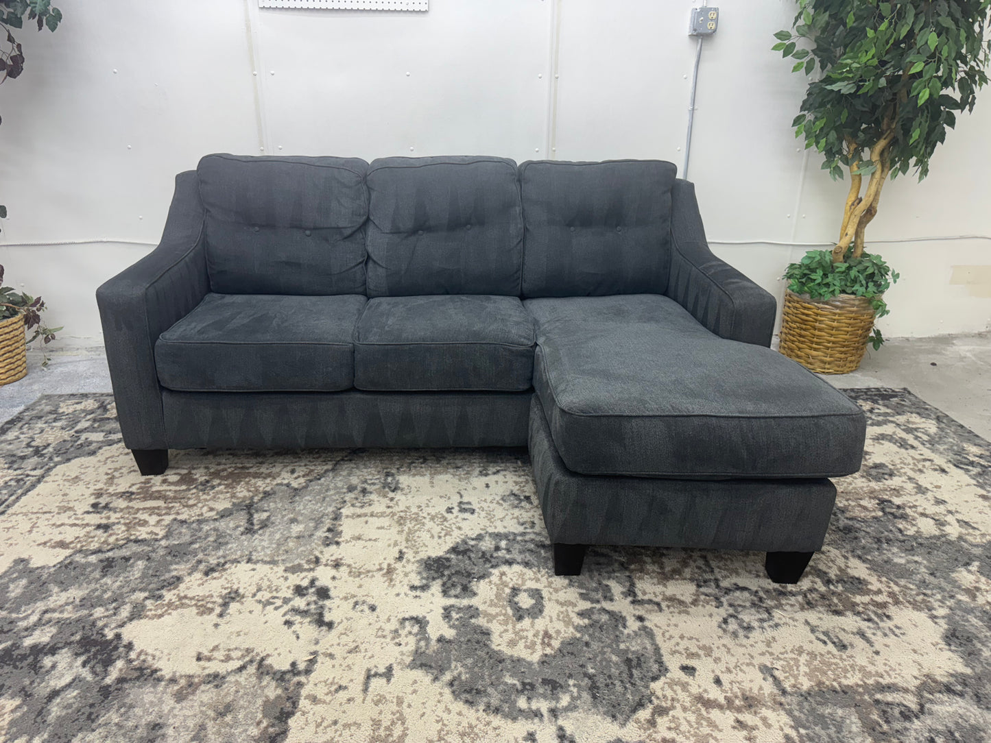 Charcoal Gray Apartment Sectional Couch with Reversible Chaise