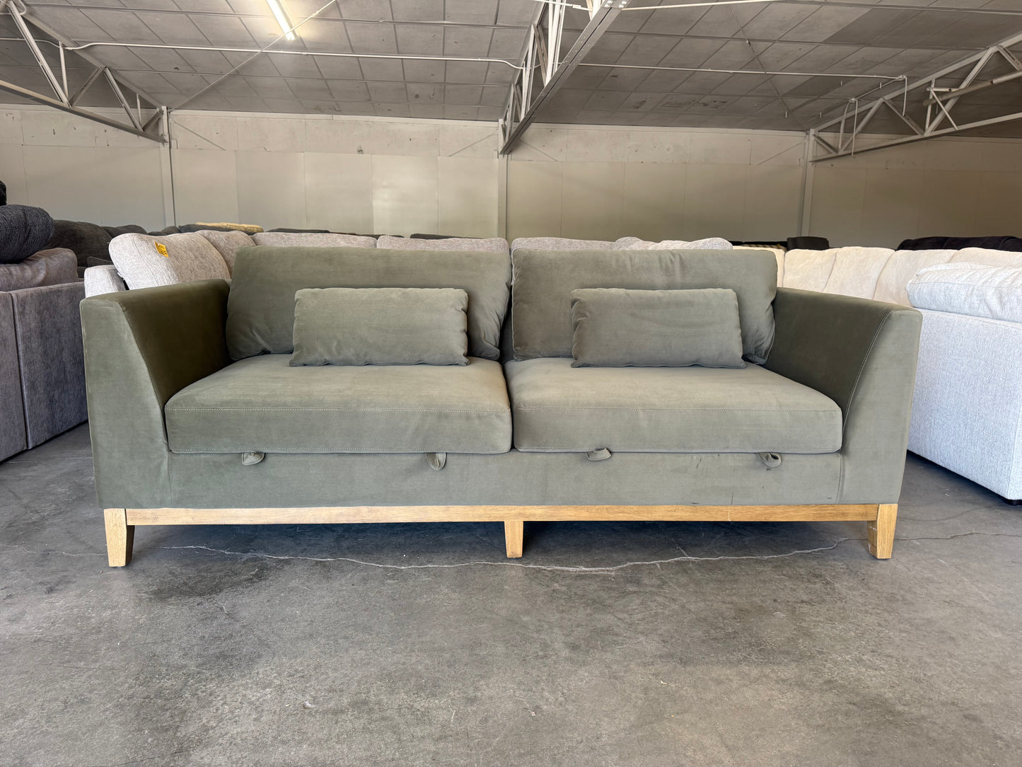 Green Mid Century Modern Sofa with Hidden Storage