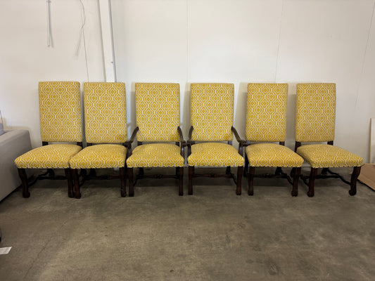 Set of 6 Matching Upholstered Wooden Dining Chairs